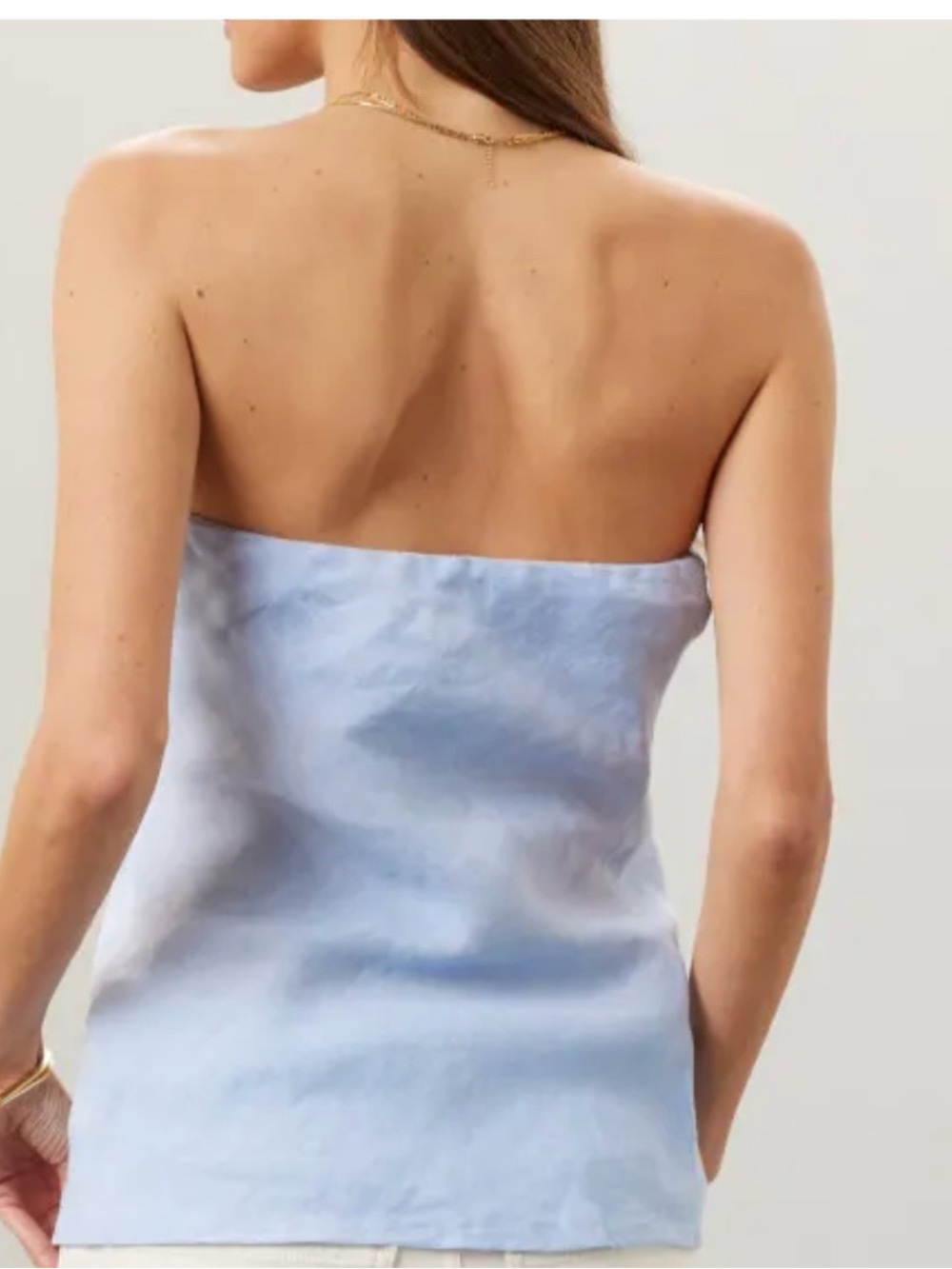DONNI Light Blue Linen Strapless Tube Top size Medium M NWOT - Picture 2 of 6